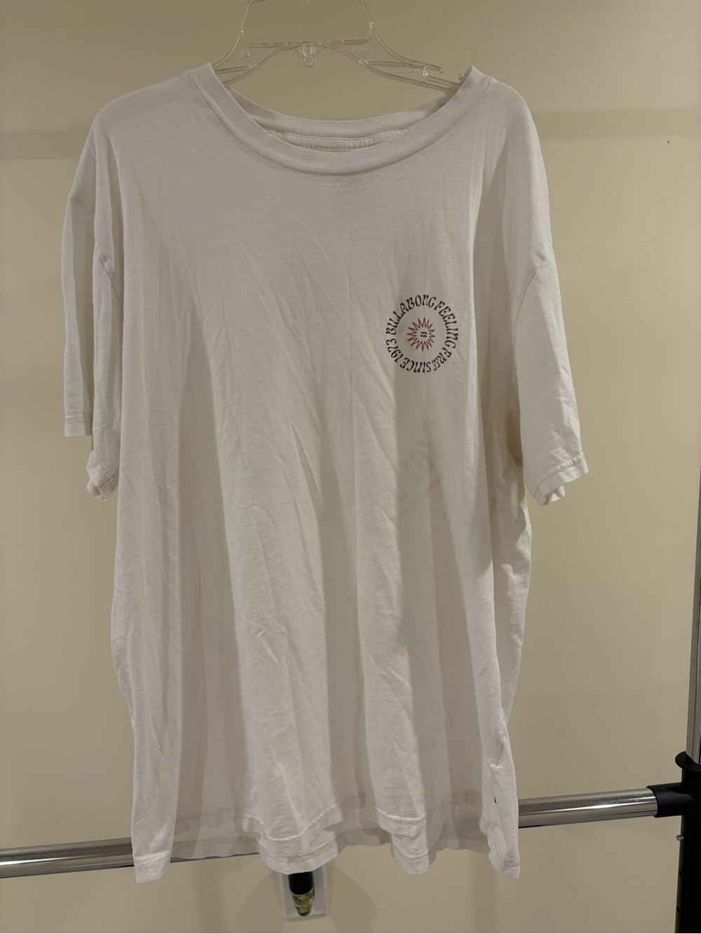 Billabong White Short Sleeve Tee with Small Chest Emblem